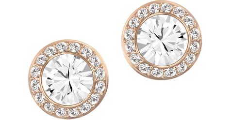 Swarovski Angelic Crystal And Rose Goldtone Stud Earrings In Metallic