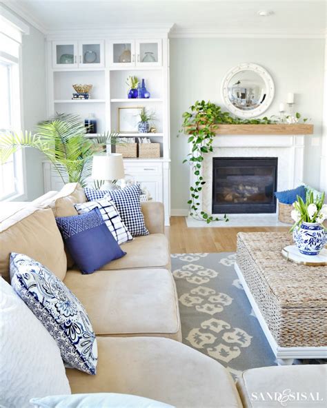 Blue And White Spring Living Room Tour Sand And Sisal