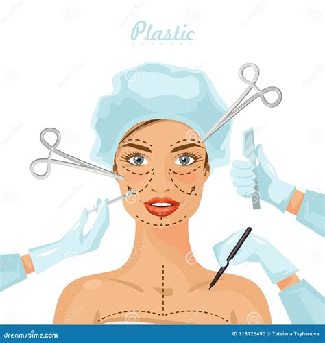 Plastic Surgery And Health Care Vector Banner Female Face Modern
