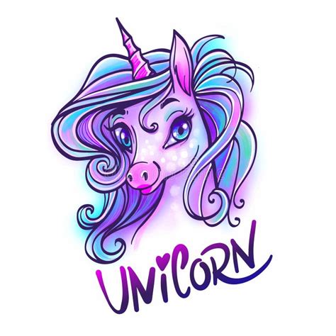 Unicorn Head Portrait Illustration Magic Fantasy Horse D Stock