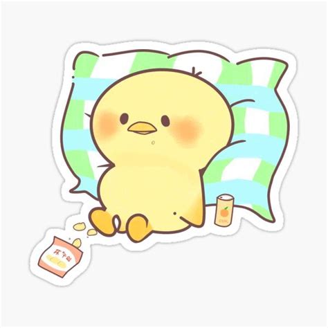 Cute Yellow Resting Duck Sticker By Ruchiwani Duck Wallpaper Cute