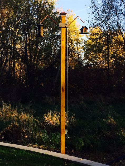 When you said you have a rustically styled home and wanted to keep the aesthetic of your bird feeder natural to match your other in and outdoor décor, did you mean really natural? Bird feeder on tall 6x6 post with transom to raise and ...