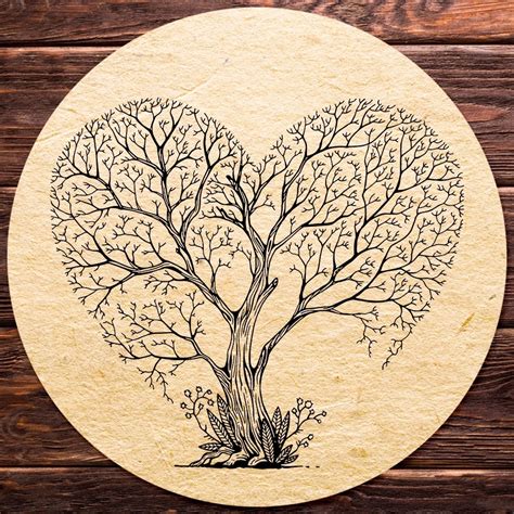 Laser Engraving Heart Shaped Tree Free Vector Cdr Download