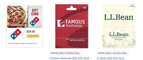 Famous footwear gift card $25 (email delivery) is the least expensive famous footwear gift card at $25.00. Amazon: Save on Gift Cards for Famous Footwear, L.L. Bean ...