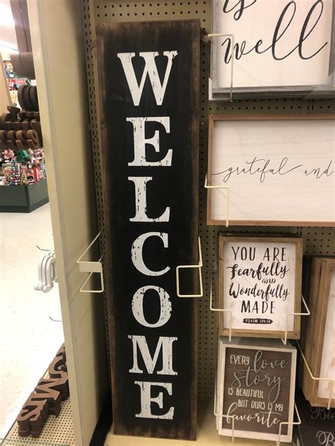 I hope you found some inspiration from our modern farmhouse laundry tour. Hobby Lobby Welcome sign: Cabin front porch | Hobby lobby ...