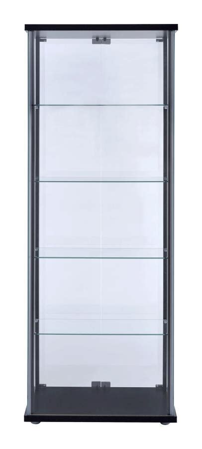 Delphinium 5 Shelf Glass Curio Cabinet Black And Clear Redwood Home