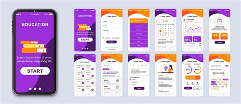 Purple And Orange Education Ui Mobile App Smartphone Interface 1408357