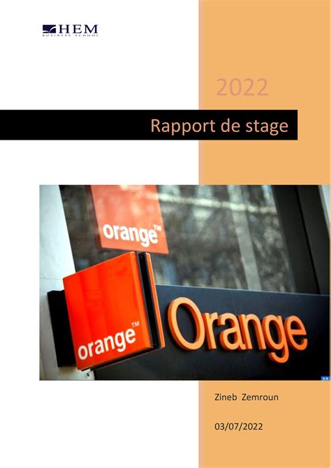 Rapport De Stage Orange 2022 Zineb Zemroun 03 07 Rapport De Stage