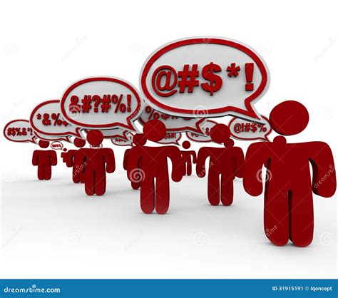 People Swearing Speech Bubbles Angry Mob Stock Illustration