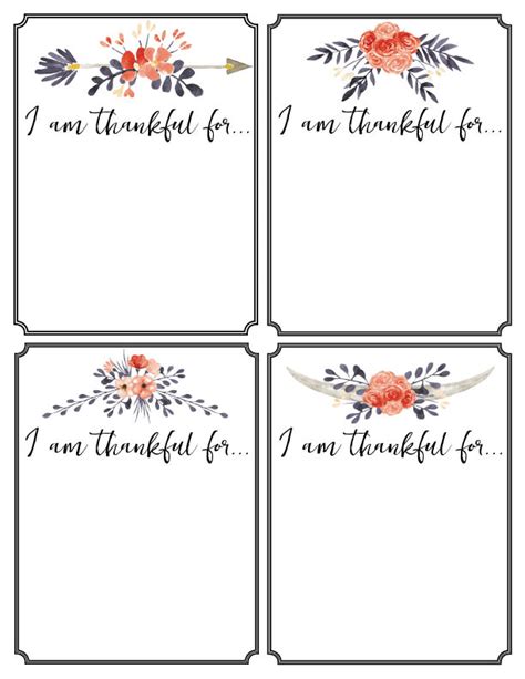Thankful Printable Cards Thanksgiving Tradition