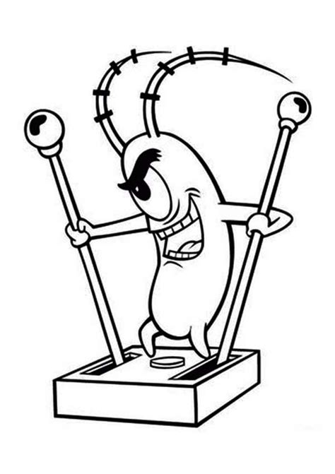 Plankton With Robot Handle Coloring Page NetArt
