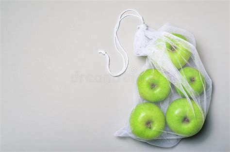 Apples In Mesh Bag Eco Friendly Bag Zero Waste Concept Stock Photo