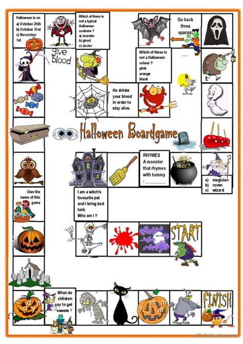 Halloween Boardgame Board Game English Esl Worksheets Pdf And Doc
