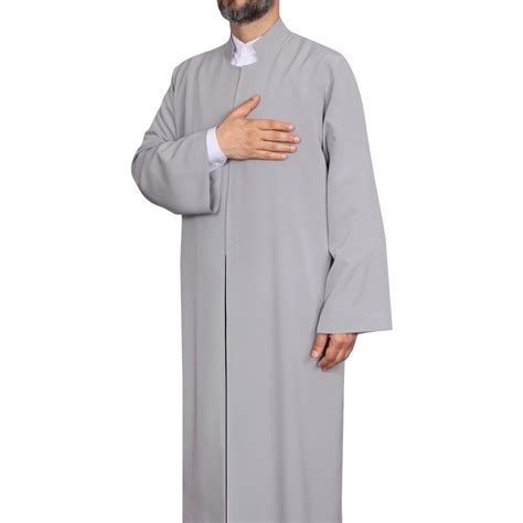 Islamic Mens Wear Muslim Long Kurta Jubbah For Men Prayer Robe Islamic Mens Jubbah Gray Cubbe