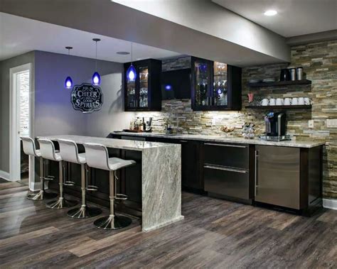 If you don't need water to wash glasses or a refrigerator to keep drinks cold, use position your bar in front of a wall if you want to add a personalized bar sign, wall art or tv. Smart Basement Bar Ideas: Making Your Cellar Pub Sparkle ...