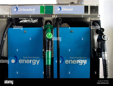 Fuel Pumps At A Petrol Station Uk Stock Photo Alamy