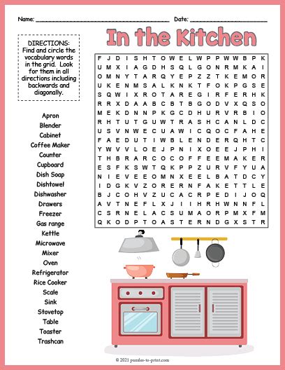 In The Kitchen Word Search