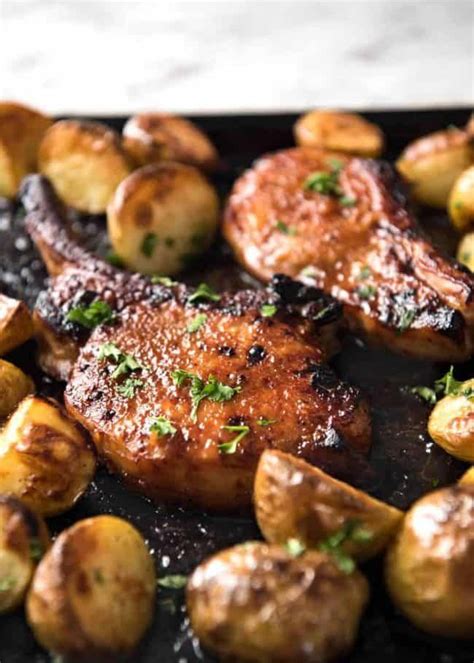 Pork chops, vegetable oil, strawberry preserves, cider vinegar and 1 more. Oven Baked Pork Chops with Potatoes | Recipe | Baked pork ...