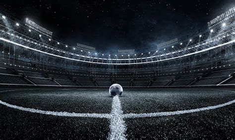 Sport Backgrounds Soccer Stadium Soccer Ball On Stadium Football Poster