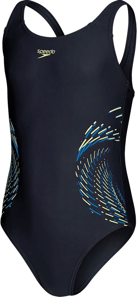 Speedo Plastisol Placement Muscleback Swimsuit Girls Navyblue