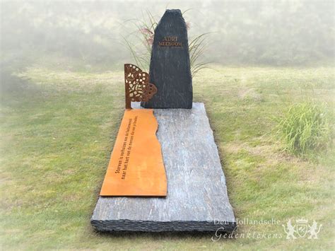 Grafsteen Leiststeen Met Cortenstaal Den Hollandsche Gedenktekens