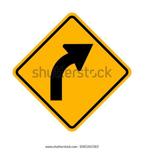 Right Curve Ahead Sign Stock Vector Royalty Free 1085265383