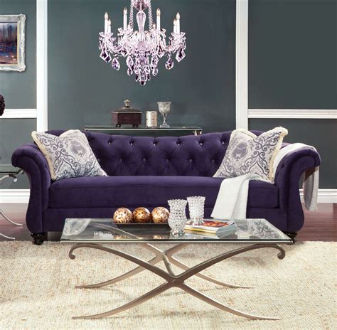 Furniture Of America Sm2222 Sf Antoinette Traditional Purple Premium