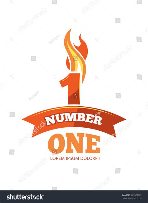 Cartoon Label Flaming Number One Pictures Stock Illustration 482877985