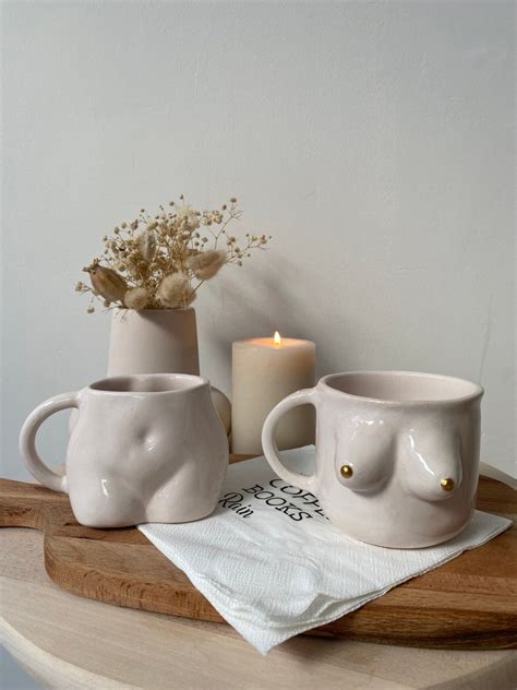 Handmade Post Modern Pottery Boob Coffee Mug Set Of 2 Ceramic Etsy