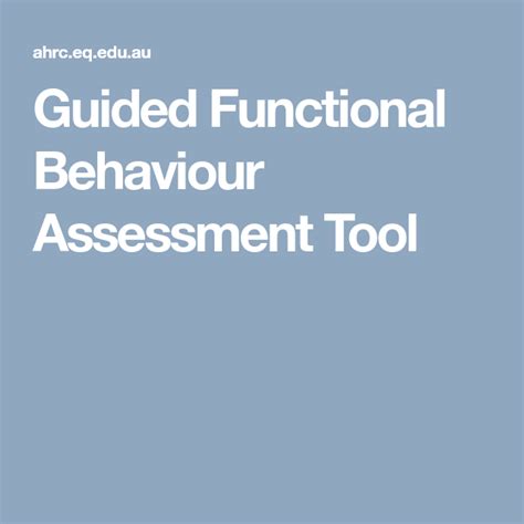 Guided Functional Behaviour Assessment Tool Assessment Tools