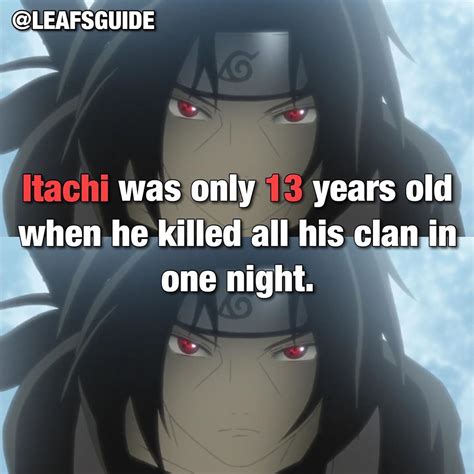 Naruto Facts Itachi Uchiha 13 Year Olds Edo First Night Clan