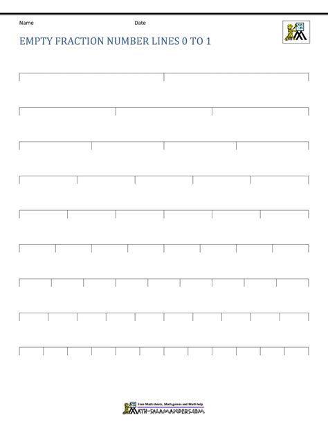 Fraction Number Line Sheets