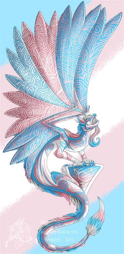 Here we have dragons representing all kinds of lgbtq+ members! Trans Pride Dragon by dragonmarkaleb on DeviantArt