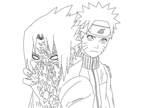 Share naruto wallpaper hd with your friends. Naruto and Sasuke with Curse Mark Lineart by ...