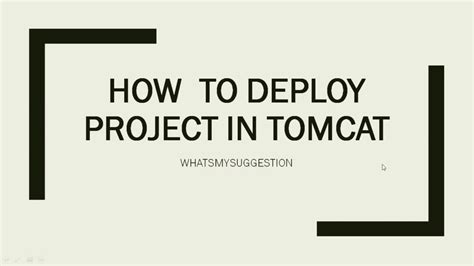 How To Deploy Java Project In Apache Tomcat Server YouTube