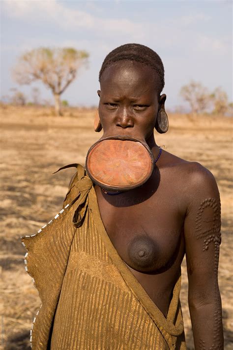 Mursi Woman With Clay Lip Plate Mursi Hills Mago National Park Lower Omo Valley Ethiopia