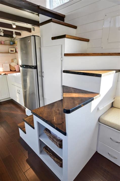 Design of kitchen cabinet with proper door and hinge. Tiny House on Wheels w/ Big Kitchen and Double Sink Vanity