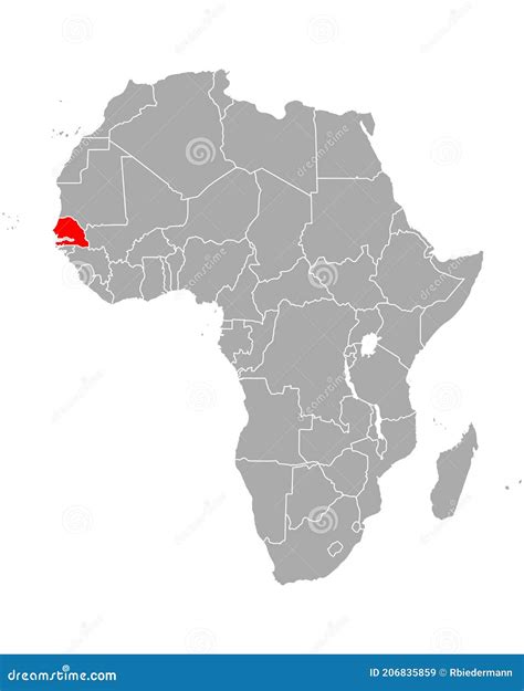 Map Of Senegal In Africa Stock Vector Illustration Of Region 206835859