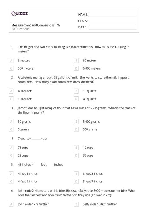 50 Scale And Conversions Worksheets For 4th Grade On Quizizz Free