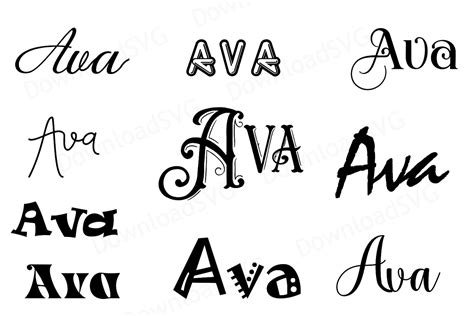 Svg Png Cutting Files Template Girl Name Ava Vector 253705 Svgs