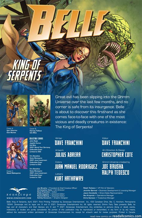 Belle King Of Serpents 2021 Read All Comics Online