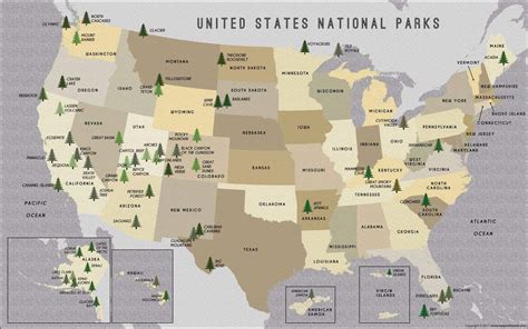 Us National Parks Map 914 Cm W X 571 Cm H Amazonit Cancelleria