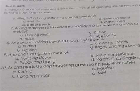 Suriin Panuto Piliin Ang Titik Ng Tamang Sagot Sa Mga Salita O Mga