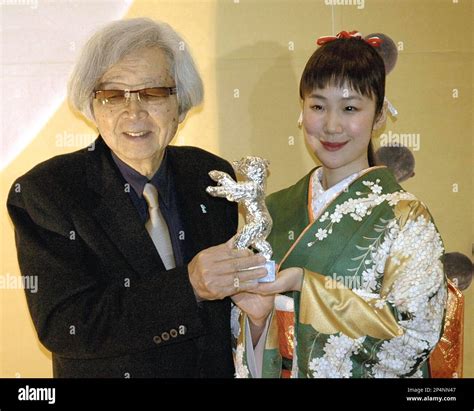 japanese actress haru kuroki r celebrates with yoji yamada a film director of chiisai ouchi