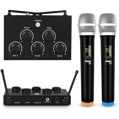 Rybozen Portable Karaoke Microphone Mixer System Set With Dual Uhf