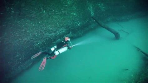 Underwater River In Cenote Angelita Mexico Deep Beneath Mexicos