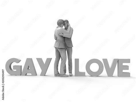 Same Sex Couple In Love Male Couple Gay Marriage 3d Render Stock