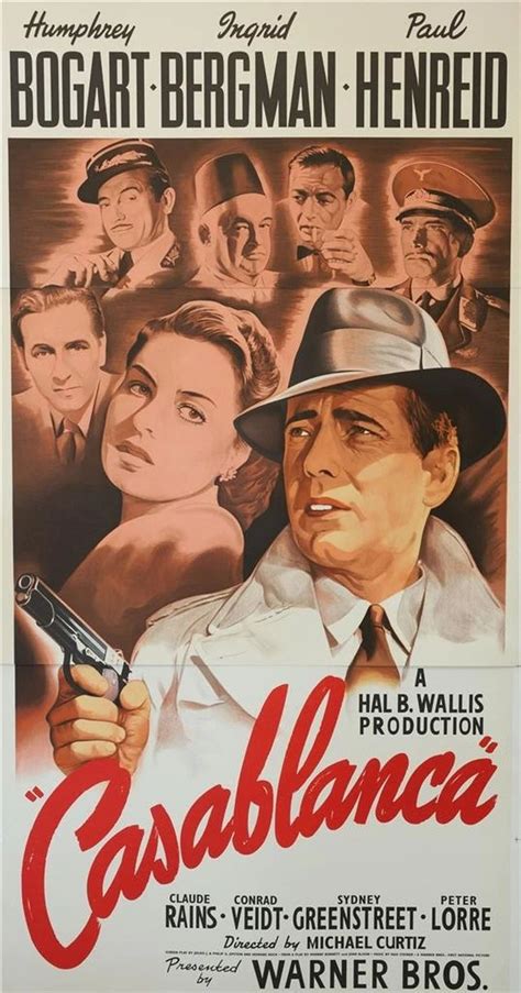 Casablanca 1942 3 Sheet Movie Poster Lithograph Best Movie Posters