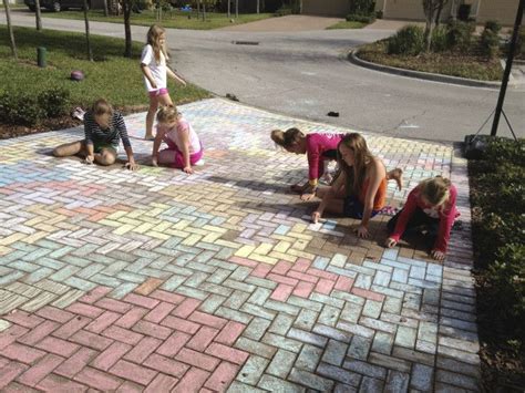 Herringbone Brick Pattern And The Chalk Idea Sidewalk Art Sidewalk Sidewalk Chalk Art