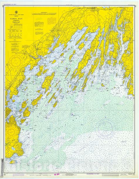Historic Nautical Map Casco Bay 1973 Noaa Chart Vintage Wall Art